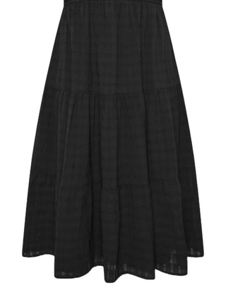 Women's Plus size Curve Textured Tiered Smock Dress in Black