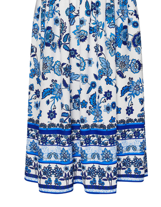 Women's Plus Size Curve Floral Print Border Midaxi Dress in Blue (IMPERFECT)