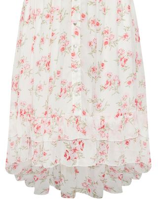 Women's Curve Floral Dipped Hem Midi Dress in White