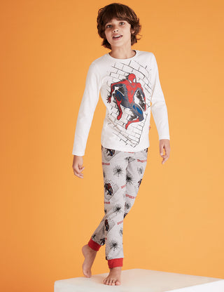 Marks & Spencer Boy's Spider-Man Printed Pyjama Set in Ivory