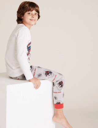 Marks & Spencer Boy's Spider-Man Printed Pyjama Set in Ivory