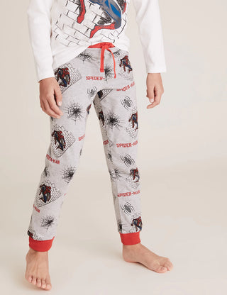 Marks & Spencer Boy's Spider-Man Printed Pyjama Set in Ivory