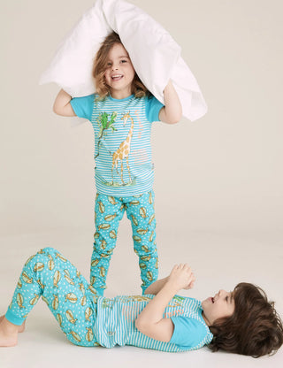 Marks & Spencer Unisex Roald Dahl-NHM Striped Giraffe Pyjama Set in Blue