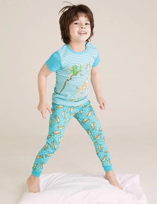Marks & Spencer Unisex Roald Dahl-NHM Striped Giraffe Pyjama Set in Blue
