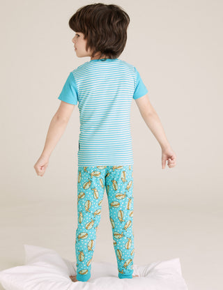 Marks & Spencer Unisex Roald Dahl-NHM Striped Giraffe Pyjama Set in Blue