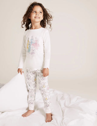 Marks & Spencer Girl's Disney Princess Printed Pyjamas in Ivory/Mlt
