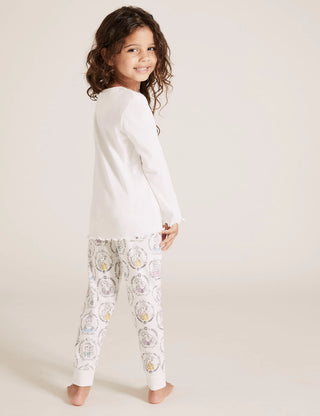 Marks & Spencer Girl's Disney Princess Printed Pyjamas in Ivory/Mlt