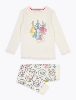 Marks & Spencer Girl's Disney Princess Printed Pyjamas in Ivory/Mlt