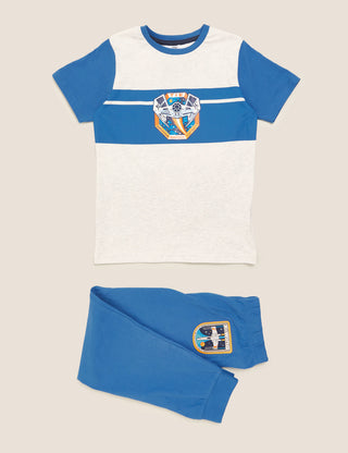 Marks & Spencer Boy's Short Sleeve Star Wars Spacetastic Pyjama Set in Blue Mix