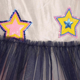 Billieblush Girls' Mesh Applique Tulle Dress in Unique Ecru