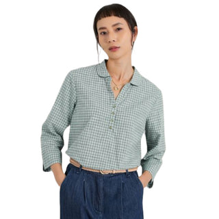 Women's Farsight Cotton Shirt in Thyme Green Tartan