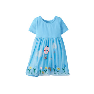 Girl's Applique Dress In Soft Tulle Blue (Slightly Defect)