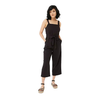 Women's Terra Linen Blend Jumpsuit in Black (IMPERFECT)