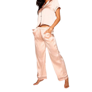 Women's Bride Squad Satin Pyjama Trouser Set in Pink (IMPERFECT)