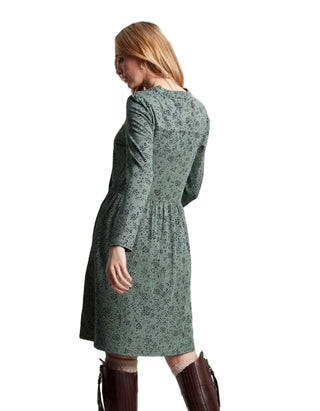 Women's Long Sleeve Aurora Zip Down Jersey Dress in Green