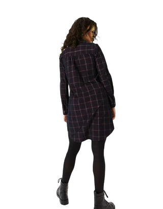 Women's Chester Check Shirt Dress in Plum Multi