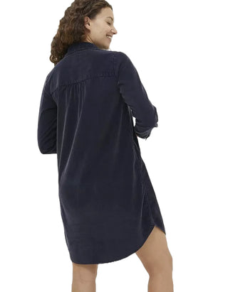 Women's Chester Cord Shirt Dress in Dark Navy