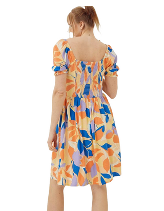 Women's  Aideen Stencil Floral Dress in Light Orange (IMPERFECT)