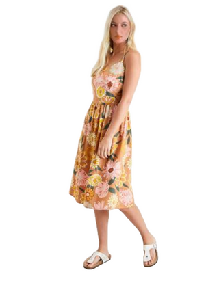 Women's Floral Woven Cami Sundress in Brown