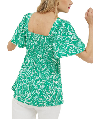 Women's Lucia Tropical Leaf Top in Green