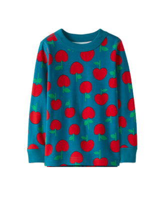 kids Long John Pyjama Top in Teal Apple