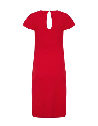 Women's Short Sleeve Knot Twist Midi Dress in Red