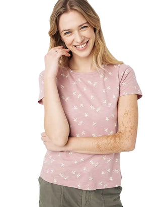 Women's Short Sleeve Keira Garden Bee T-Shirt in Pink (IMPERFECT)