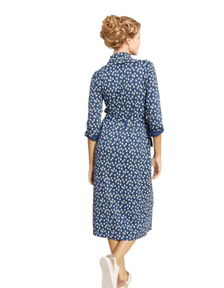 Women's Annie Jersey Shirt Dress in Navy Dot