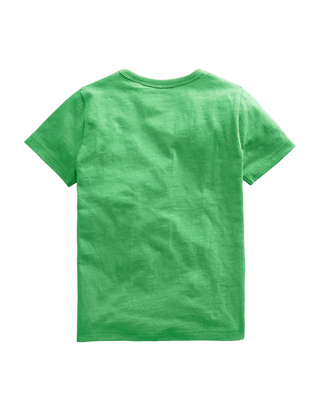 Mini Boden Kids Animal Printed Cotton T-Shirt in Aloe Green Tiger