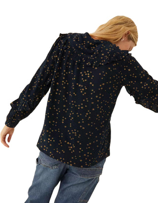 Women's Long Sleeve Sudley Star Foil Blouse in Navy