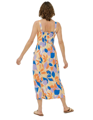 Women's Corey Stencil Floral Midi Dress in Light Orange (IMPERFECT)