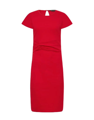 Women's Short Sleeve Knot Twist Midi Dress in Red