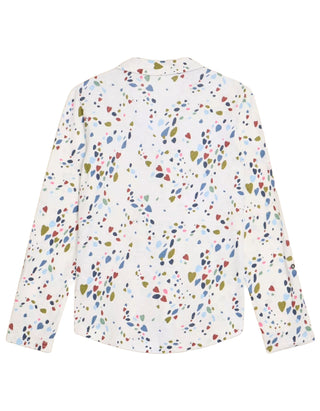 Women's Long Sleeve Annie Abstract Print Jersey Shirt in White