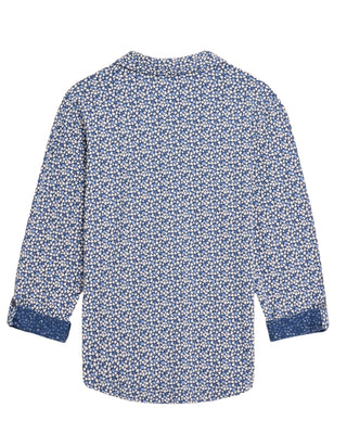 Women's Long Sleeve Annie Printed Shirt in Blue Heart
