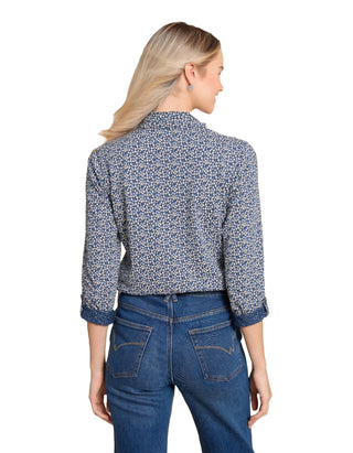 Women's Long Sleeve Annie Printed Shirt in Blue Heart