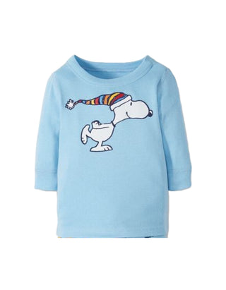 Kids Peanuts Organic Cotton Long John Pyjama Top in Snoopy Skate