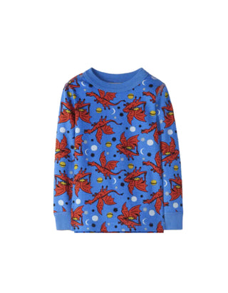 Kids Long Sleeve Long John Pyjama Top in Space Dragon