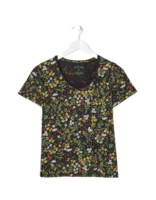 Women's Maggie Forest Fauna Top in Black Floral Mix (IMPERFECT)