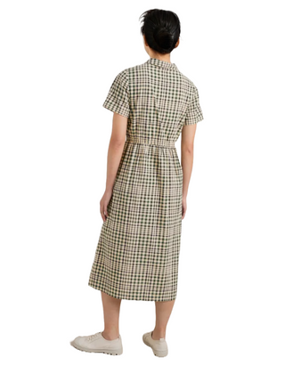 Women's Natural Fleet Checked Midi Dress - Regular - Clover Aran