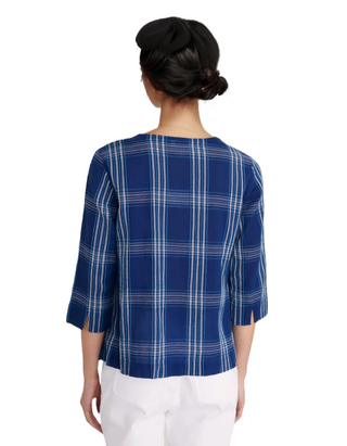 Women's Ambient Light Checked Top in Blue Clear Surroundi