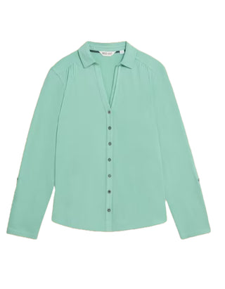 Women's Long Sleeve Annie Jersey Shirt in Teal Green