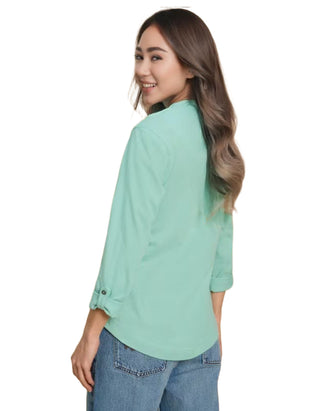 Women's Long Sleeve Annie Jersey Shirt in Teal Green