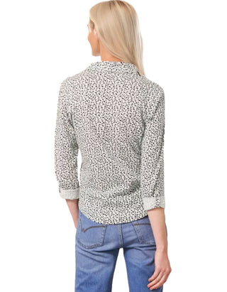 Women's Long Sleeve Annie Cotton Jersey Shirt in White Print