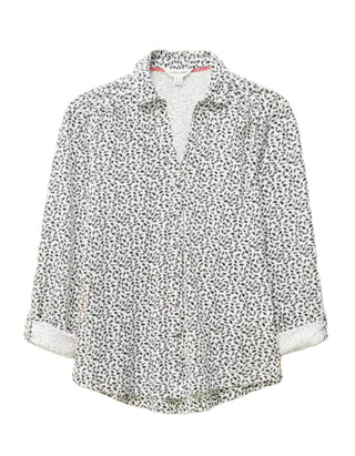 Women's Long Sleeve Annie Cotton Jersey Shirt in White Print