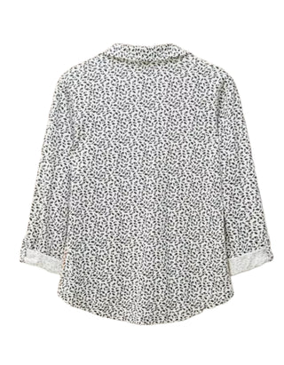 Women's Long Sleeve Annie Cotton Jersey Shirt in White Print