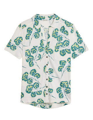 Women's Short Sleeve Penny Pocket Jersey Shirt  in White Print