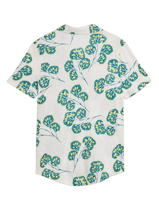 Women's Short Sleeve Penny Pocket Jersey Shirt  in White Print