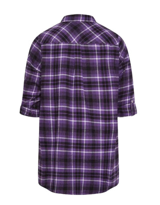 Women's Long Sleeve Check Oversized Shirt in Dark Purple