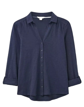 Women's Long Sleeve Annie Collar Jersey Shirt in Navy