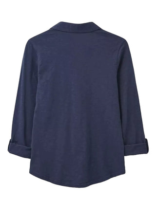 Women's Long Sleeve Annie Collar Jersey Shirt in Navy